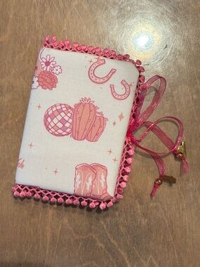 Handmade Cowgirl Fabric Covered Journal w/ Tie & Embellishments 60 Pages Lined